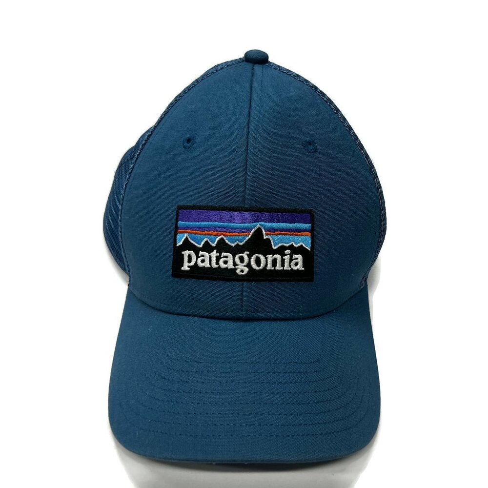 Patagonia P-6 Logo Trucker Hat Snapback Mesh Back Blue Adjustable Cap 38017